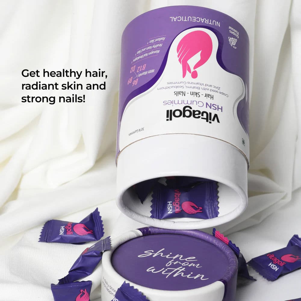 Vitagoli Gummies for Hair, Skin & Nails for Women | Sesbania Grandiflora (Biotin) 10,000mcg