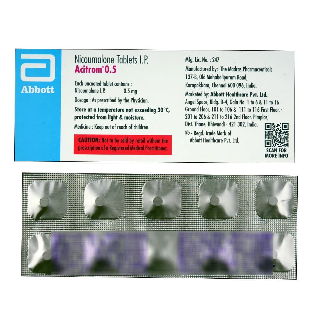 Acitrom 0.5 mg Tablet (10 Tab)