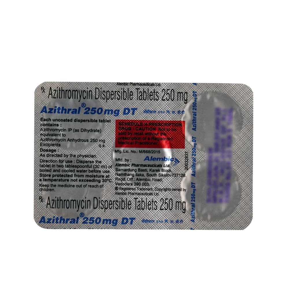 Azithral DT 250 mg Tablet (5 Tab) Azithral DT 250 mg Tablet (5 Tab)