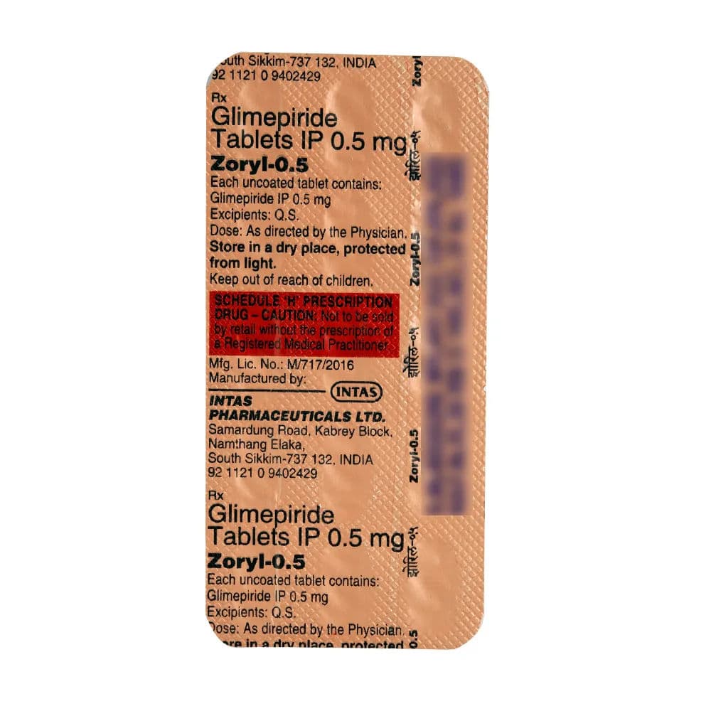 Zoryl 0.5 mg Tablet (15 Tab) Zoryl 0.5 mg Tablet (15 Tab)