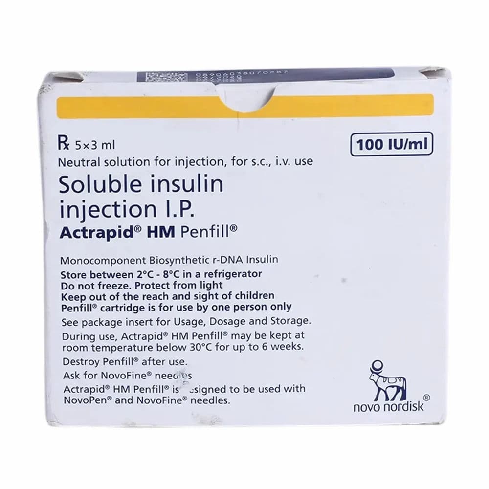 Actrapid HM Penfill 100 IU Injection 3 ml Cartridge