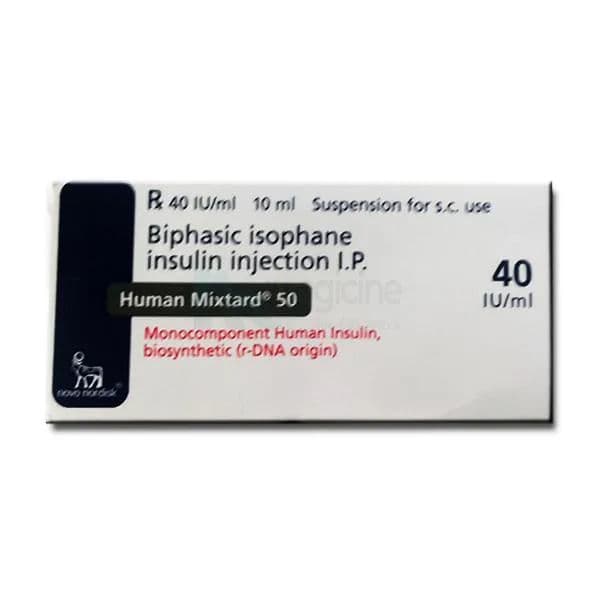 Human Mixtard 50/50 Injection 40 IU 10ml Vial