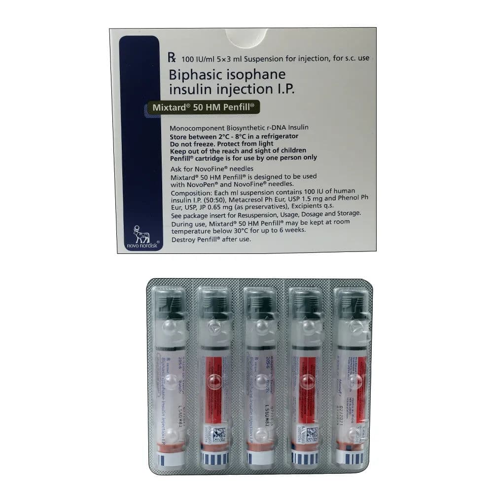 Mixtard 50 HM Penfill 100 IU Injection 3 ml Cartridge