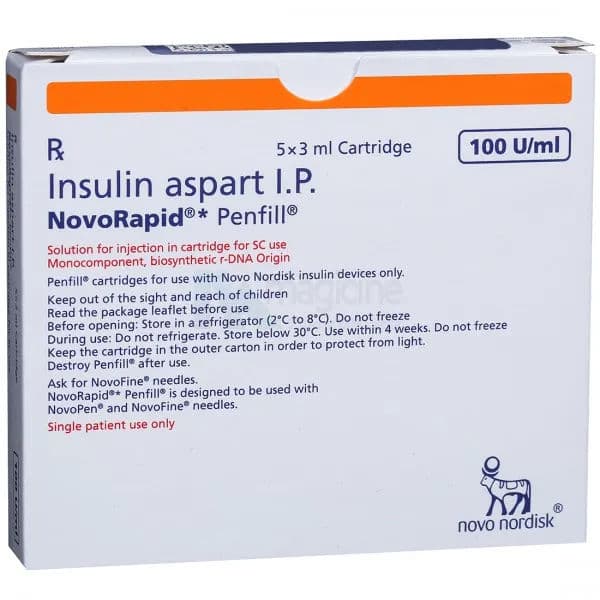 Novorapid Penfill 100 IU Inj 3 ml Cartridge
