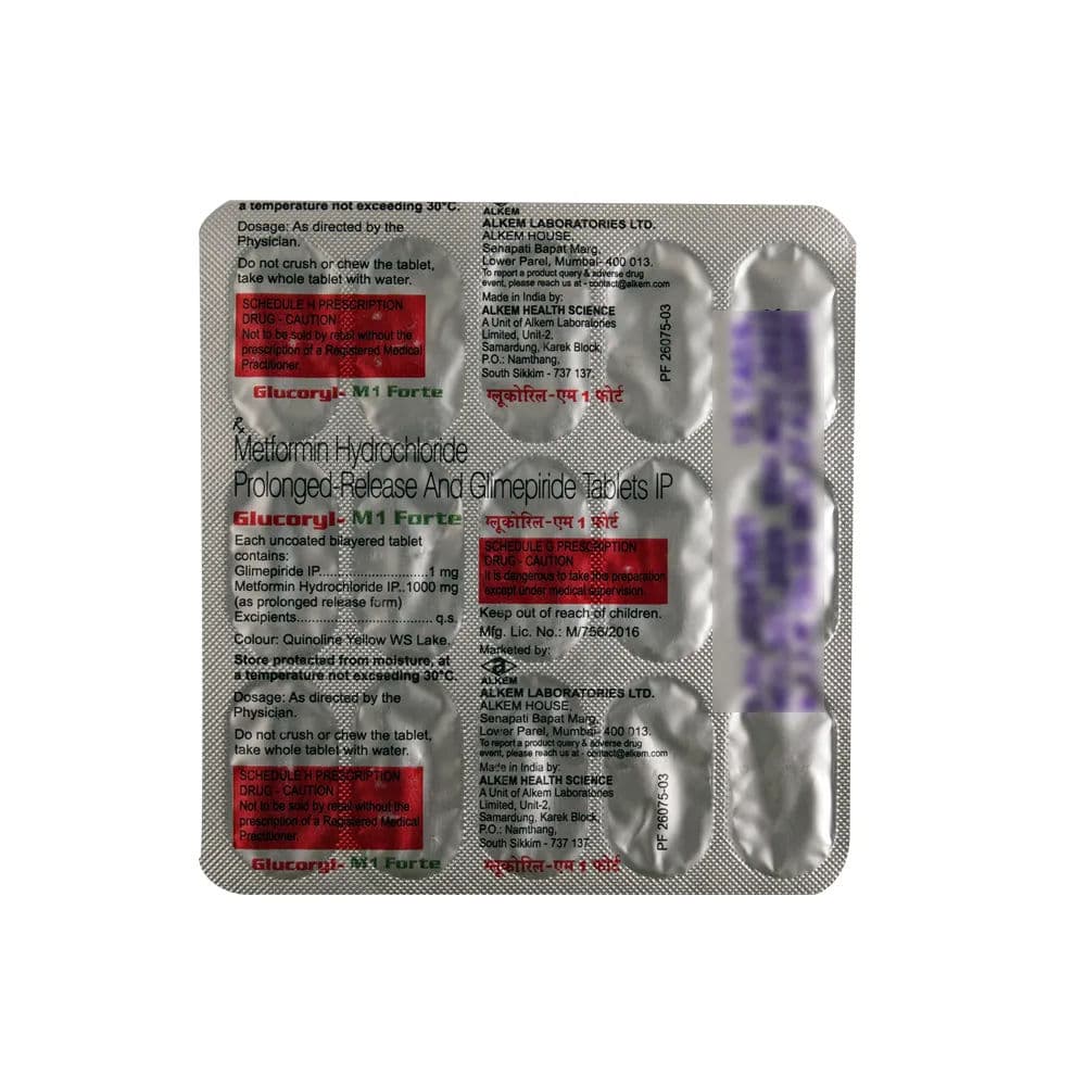 Glucoryl M Forte 1 mg Tablet