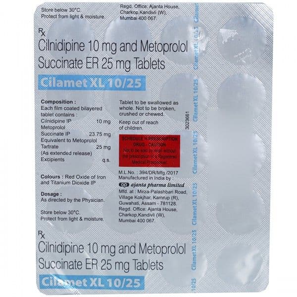 Cilamet XL 10/25 mg Tablet (20 Tab) Cilamet XL 10/25 mg Tablet (20 Tab)