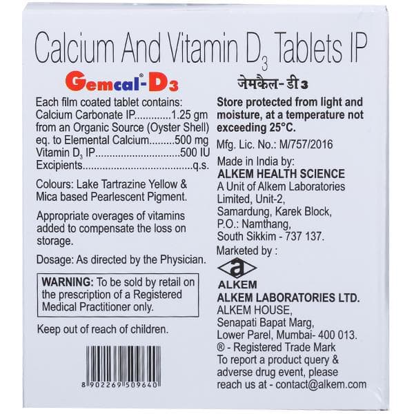 Gemcal D3 Tablet (15 Tab)
