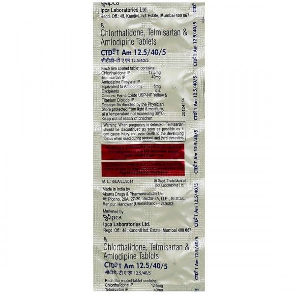 Ctd T AM 12.5/40/5 mg Tablet (10 Tab) Ctd T AM 12.5/40/5 mg Tablet (10 Tab)