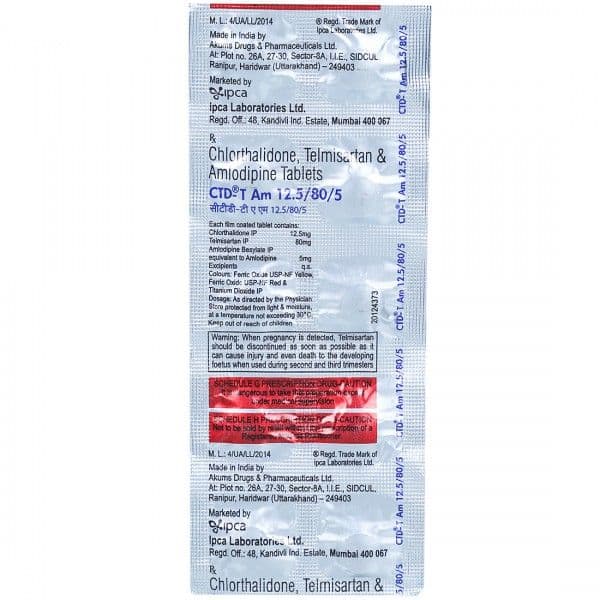 Ctd T AM 12.5/80/5 mg Tablet (10 Tab) Ctd T AM 12.5/80/5 mg Tablet (10 Tab)