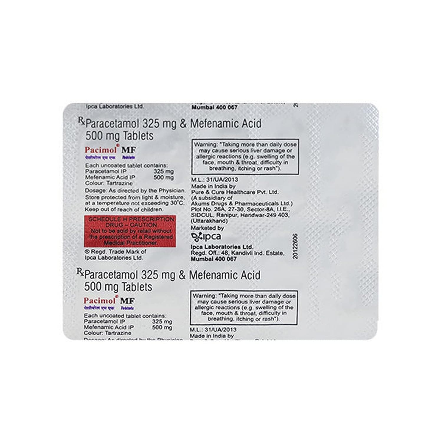 Pacimol MF 325 mg Tablet (10 Tab)