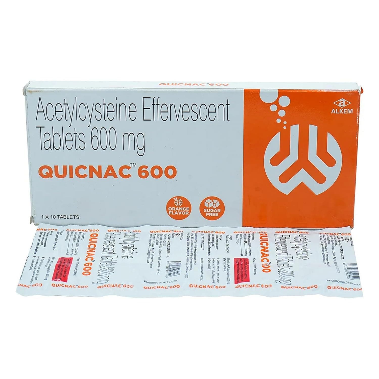 Quicnac (Orange Flavour) Sugar Free 600 mg Effervescent Tablet (10 Tab)