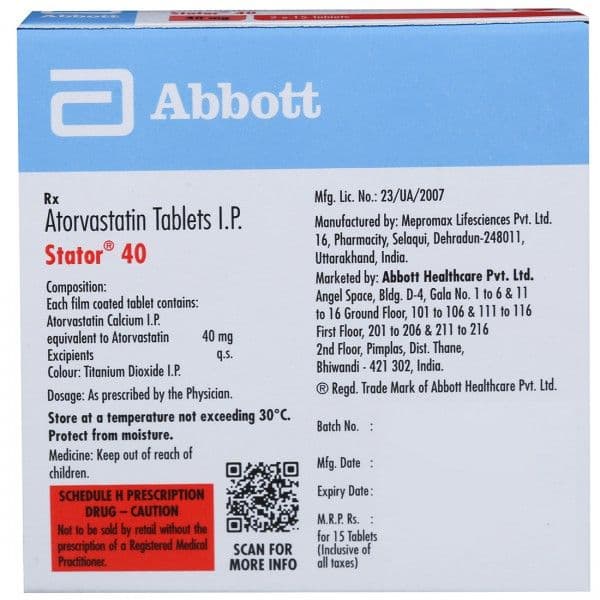 Stator 40 mg Tablet (15 Tab)