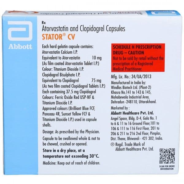 Stator CV 10mg /75mg Capsule (15 Cap)