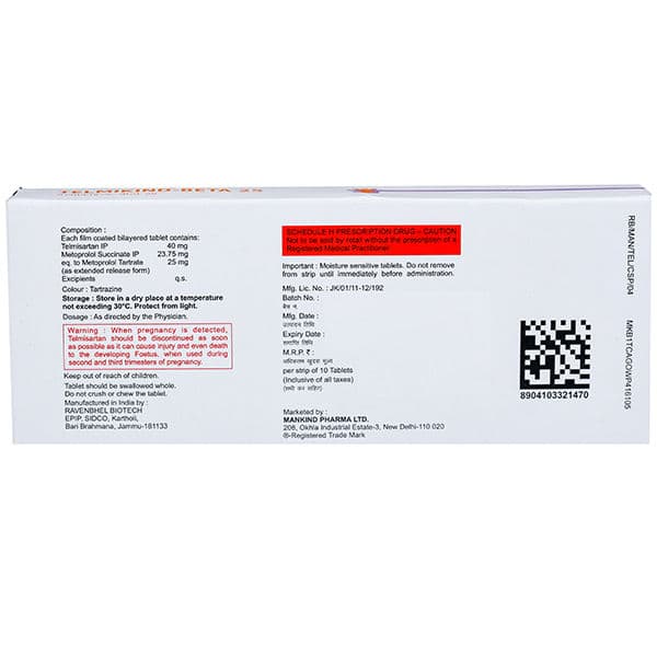 Telmikind Beta 25 mg Tablet (10 Tab)