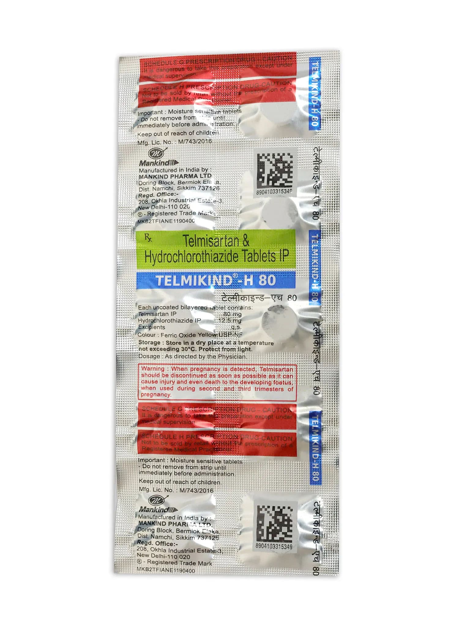 Telmikind H 80 mg Tablet (10 Tab)