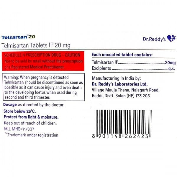 Telsartan 20 mg Tablet (15 Tab)