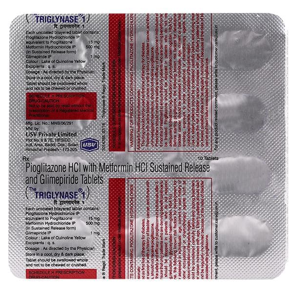 Tri Glynase 1 mg Tablet (10 Tab)