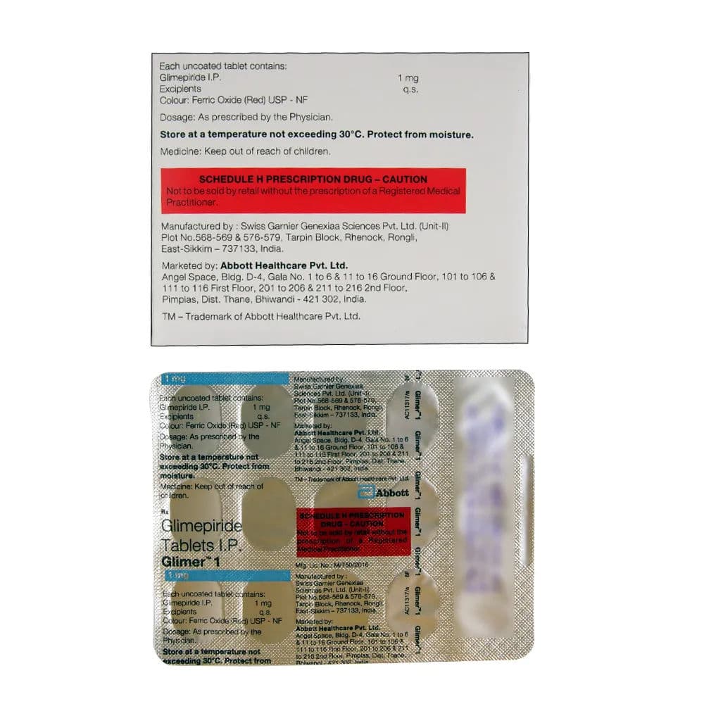 Glimer 1 mg Tablet (15 Tab)