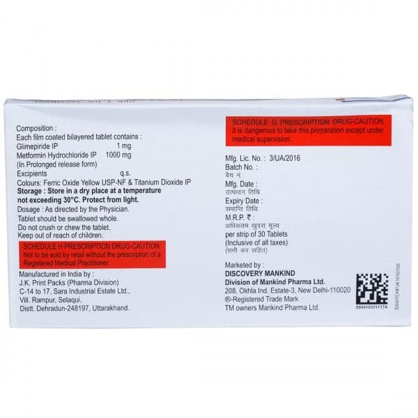 Glimestar M Forte 1 mg Tablet (30 Tab)