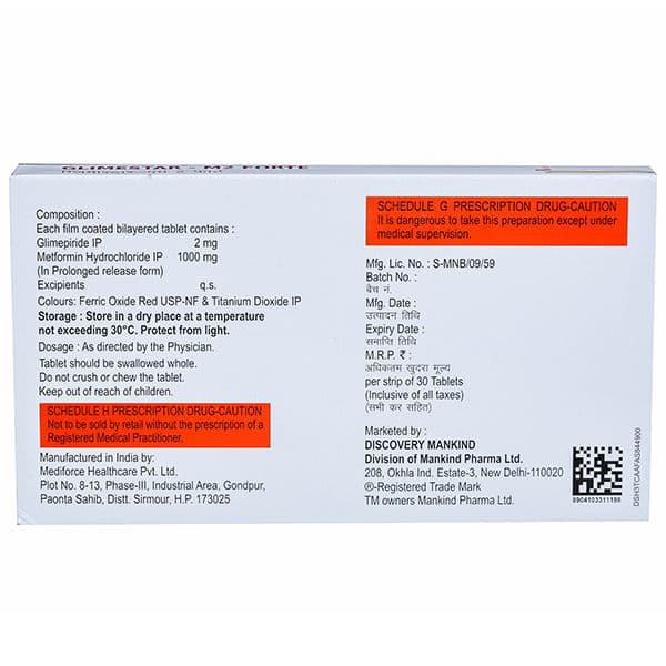 Glimestar M Forte 2 mg Tablet (30 Tab)