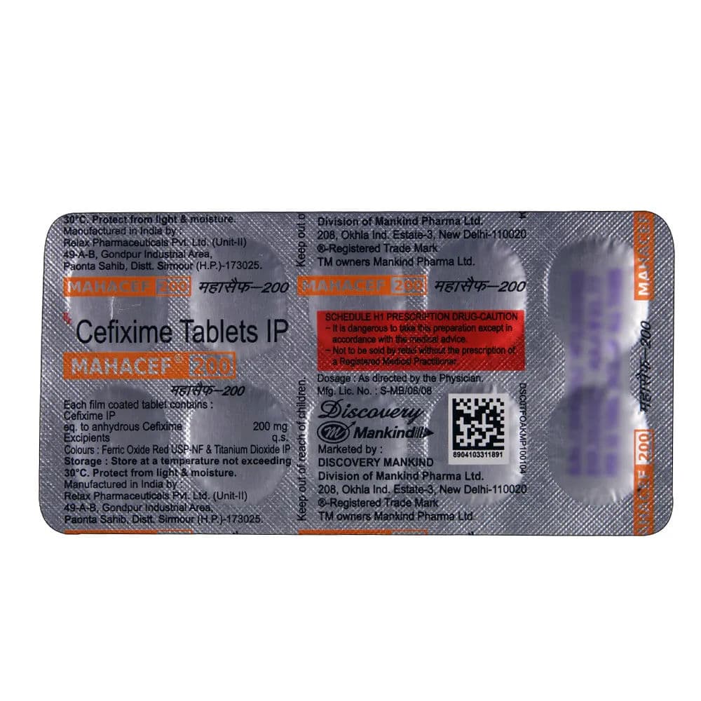 Mahacef 200 mg Tablet (10 Tab)