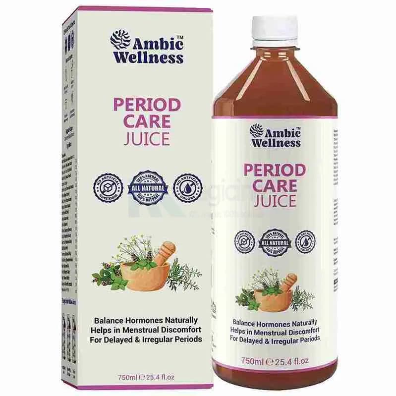 Ambic Wellness Period Care Juice Delayed Irregular Periods I Helps with Pain, PCOS, PCOD - 750 Ml