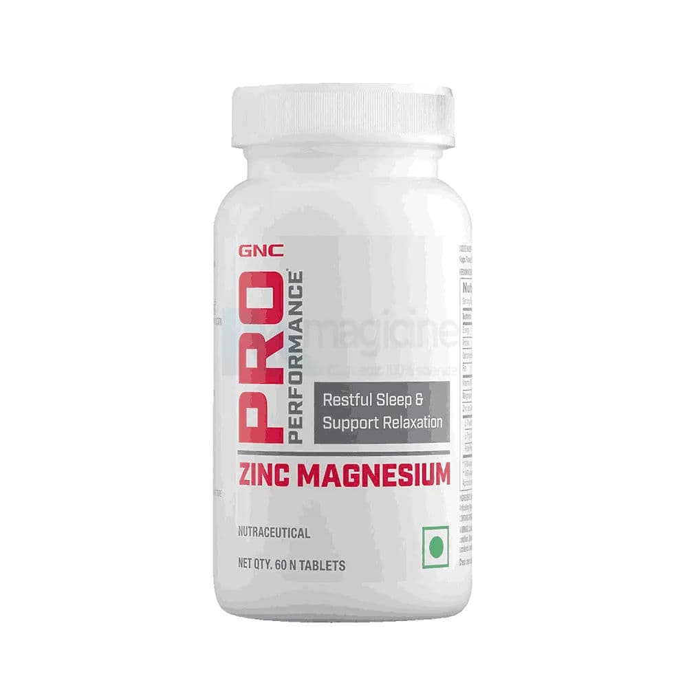 GNC Pro Performance Zinc Magnesium Amino Complex | Promotes Restful Sleep | Relieves Stress | Boosts Immunity | Calms Nerves | Contains Vitamin B6 & Hops Flower Extract | USA Formulated | 60 Tablets