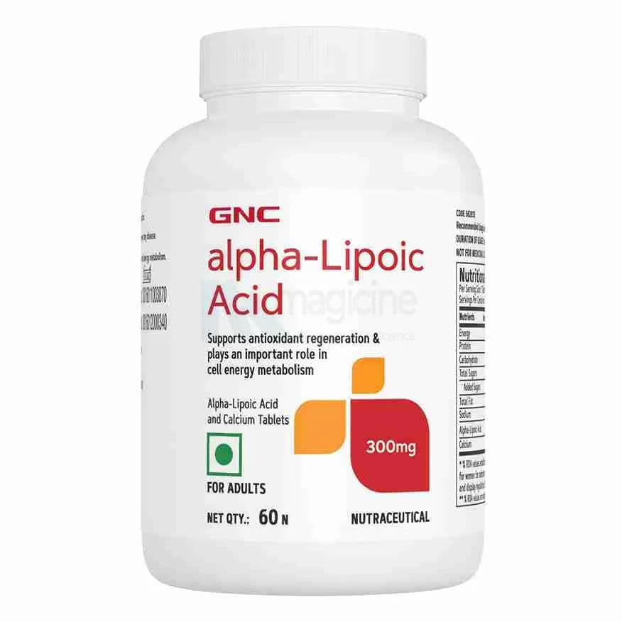 GNC Alpha-Lipoic Acid 300mg | Strong Antioxidant Support | Boosts Energy Levels | Maintains Healthy Blood Sugar Levels | Prevents Signs Of Aging | Supports Brain & Nerve Functions | 60 Tablets