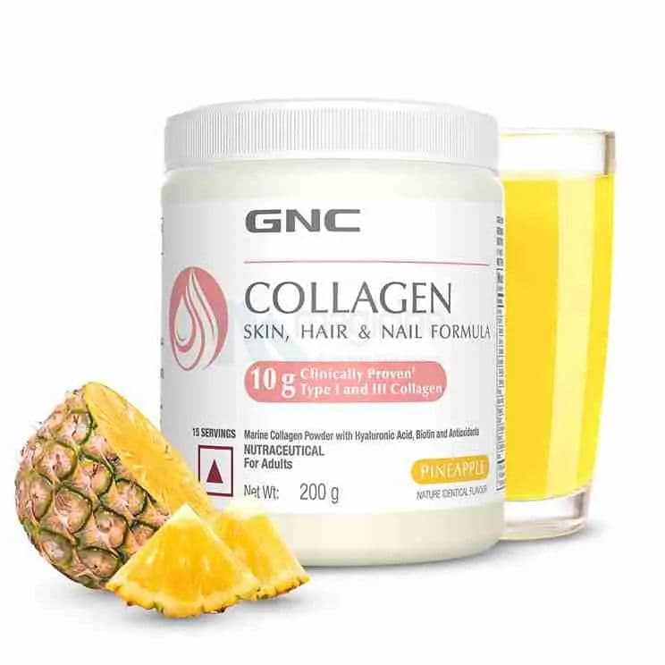 GNC Marine Collagen with Hyaluronic Acid, Biotin & Antioxidants for Women & Men | Reduces Fine Lines & Wrinkles | Highest Dosage of 10g Per Serving For Radiant & Youthful Skin | Pineapple