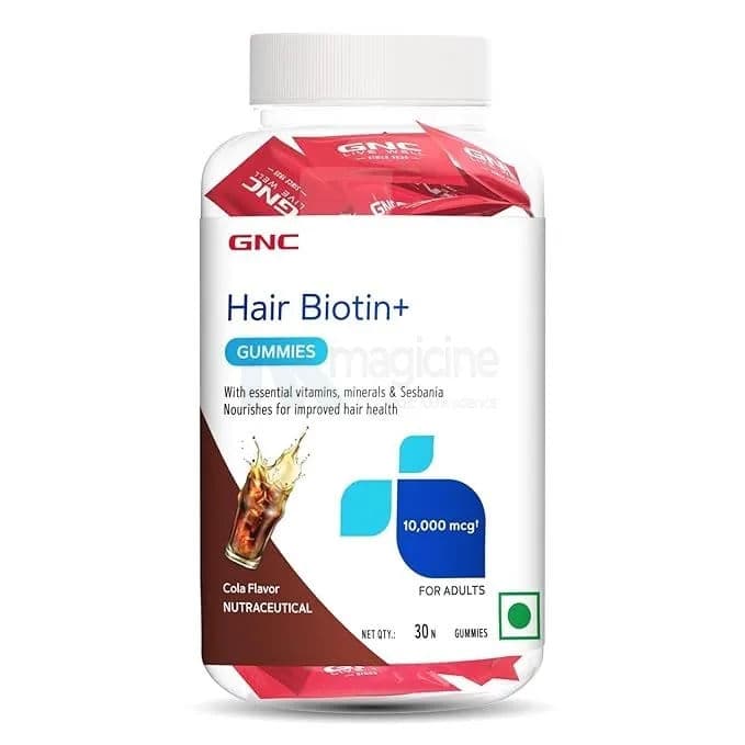 GNC Hair Biotin+ Gummies | Nourishes & Improve Hair | With 100% RDA Biotin, 10,000 mcg Sesbania & Other Vitamins & Minerals - 30 Gummies