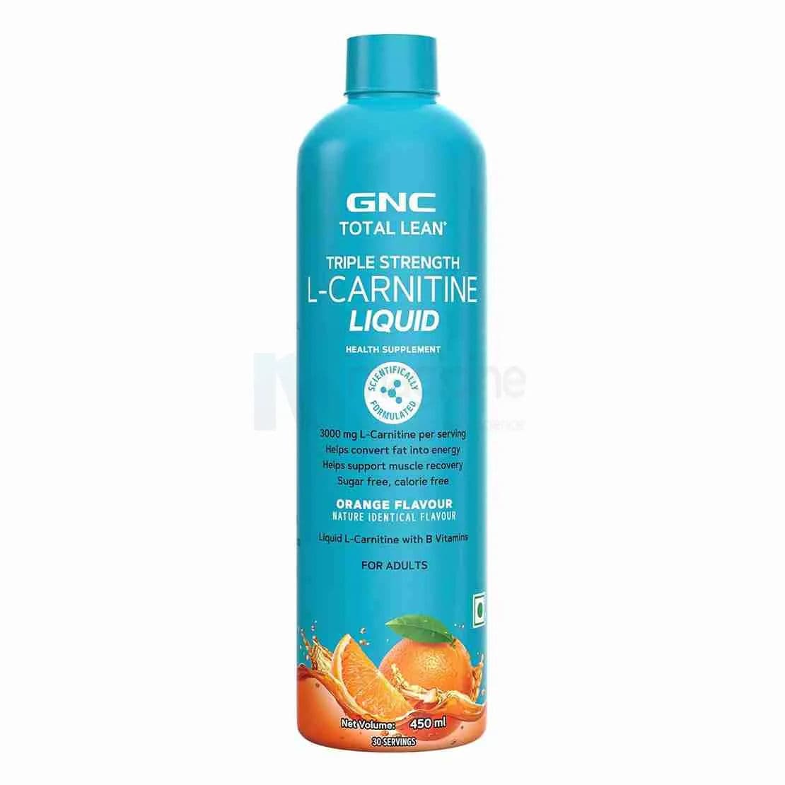 GNC Liquid L-Carnitine 3000mg | Burns Fat for Healthy Weight Loss | Fast Acting with 3X Strength | Speedy Muscle Recovery | Added B Vitamins | Orange | 450 ml