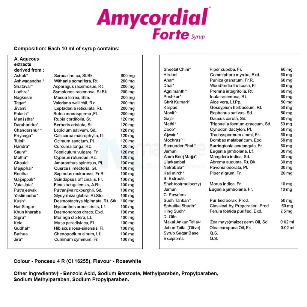 Aimil Amycordial Forte Syrup Women Wellness Feminine Tonic Enriched With Antioxidants
