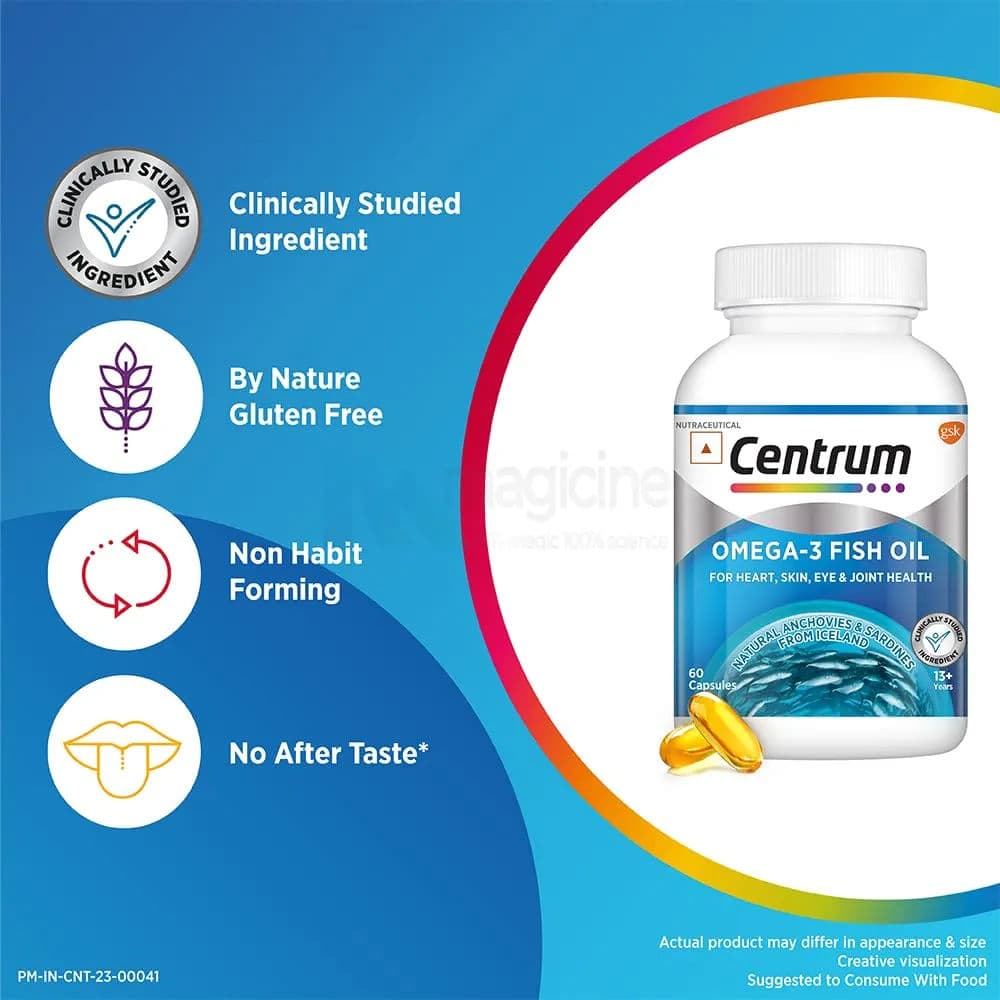 Centrum Omega 3 Fish Oil Capsule For Heart| Skin| Eye & Joint Health
