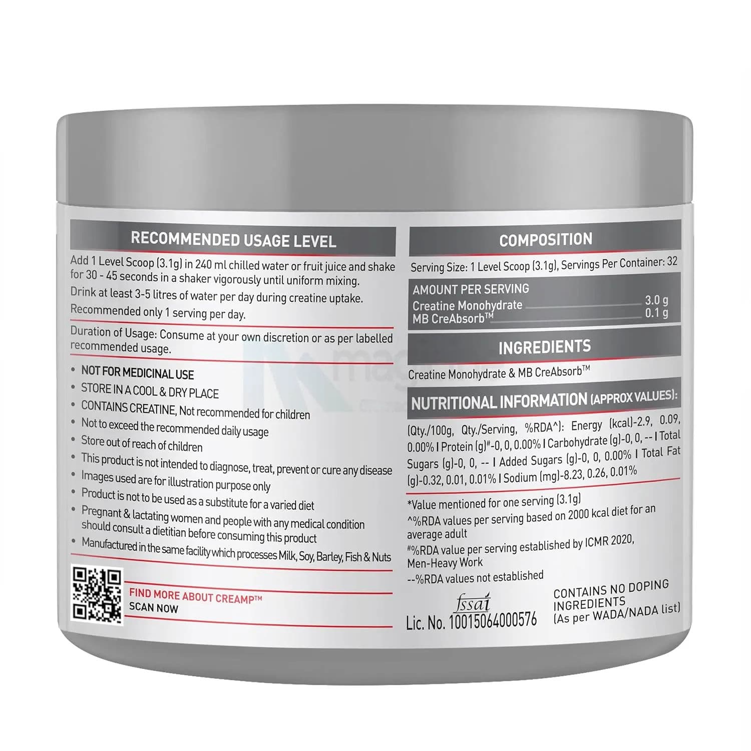 Muscleblaze Mb Creatine Monohydrate | For Muscle Strength| Lean Body Mass & Energy 100 G