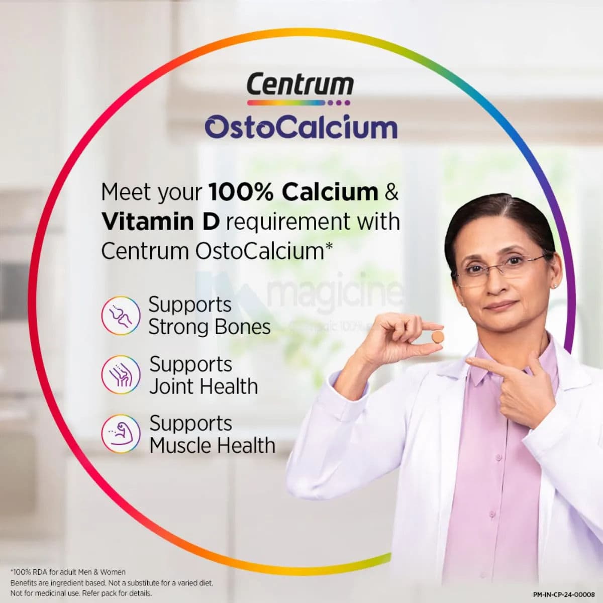 Ostocalcium Total Chewable Tablet With Vitamin D & Calcium | Supports Strong Bones| Joints & Muscles (Veg) | Flavour Mixed Fruit 30 Tab