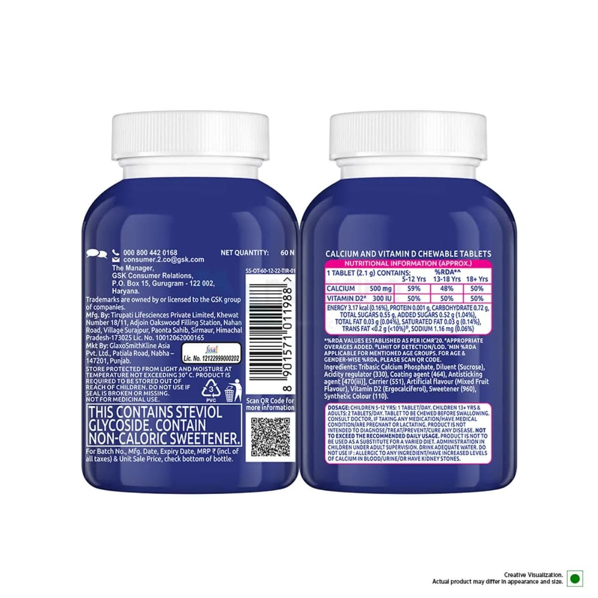 Ostocalcium Total Chewable Tablet With Vitamin D & Calcium | Supports Strong Bones| Joints & Muscles (Veg) | Flavour Mixed Fruit 60 Tab